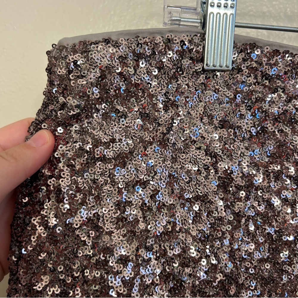 NWT Abercrombie & Fitch The Scarlett Mini Skort Sequins Silver Zipper - Picture 2 of 8